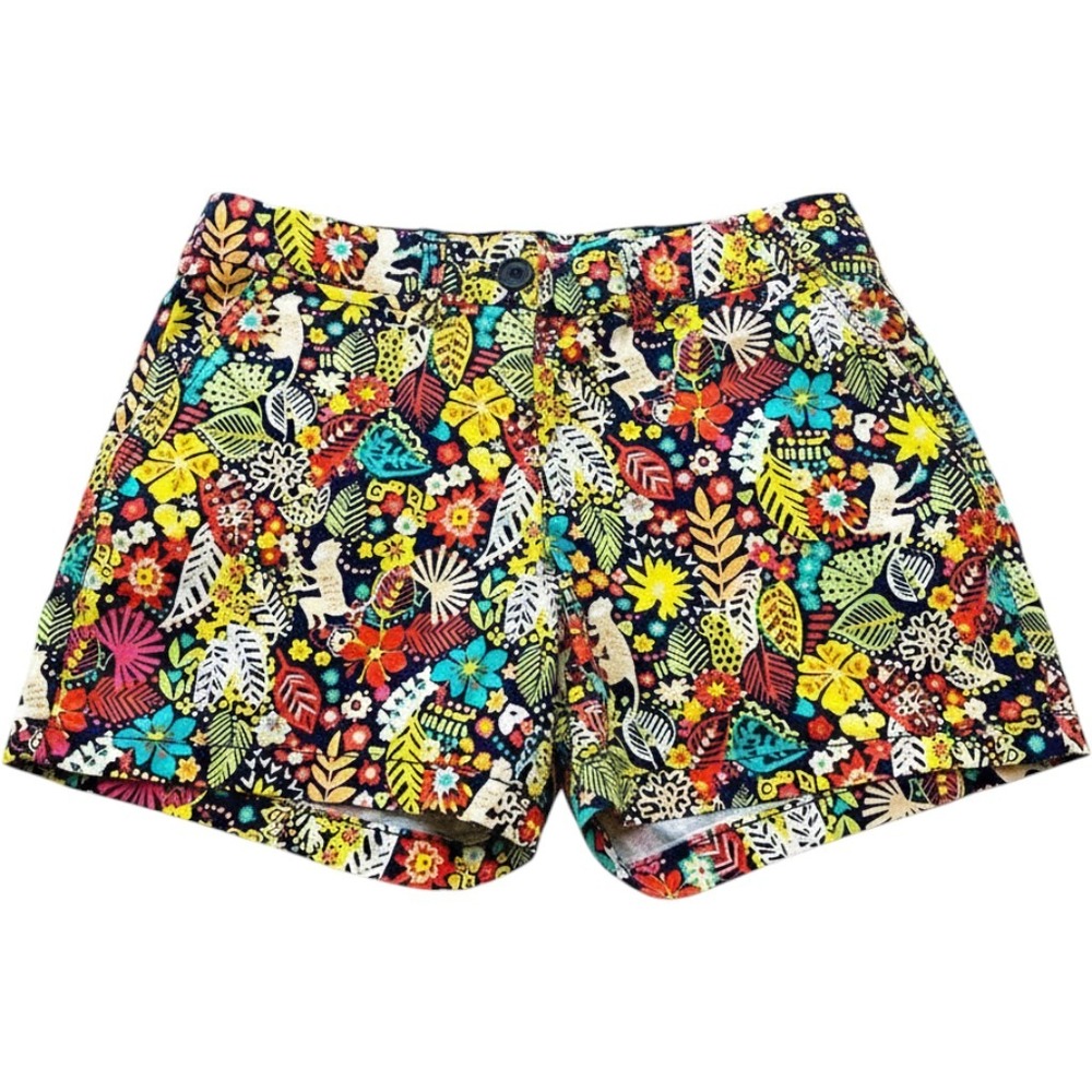 Crown & Ivy Tropical Monkey Floral Chino Shorts Navy Multi Color Size 2